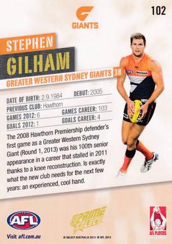 2013 Select Prime AFL #102 Stephen Gilham Back